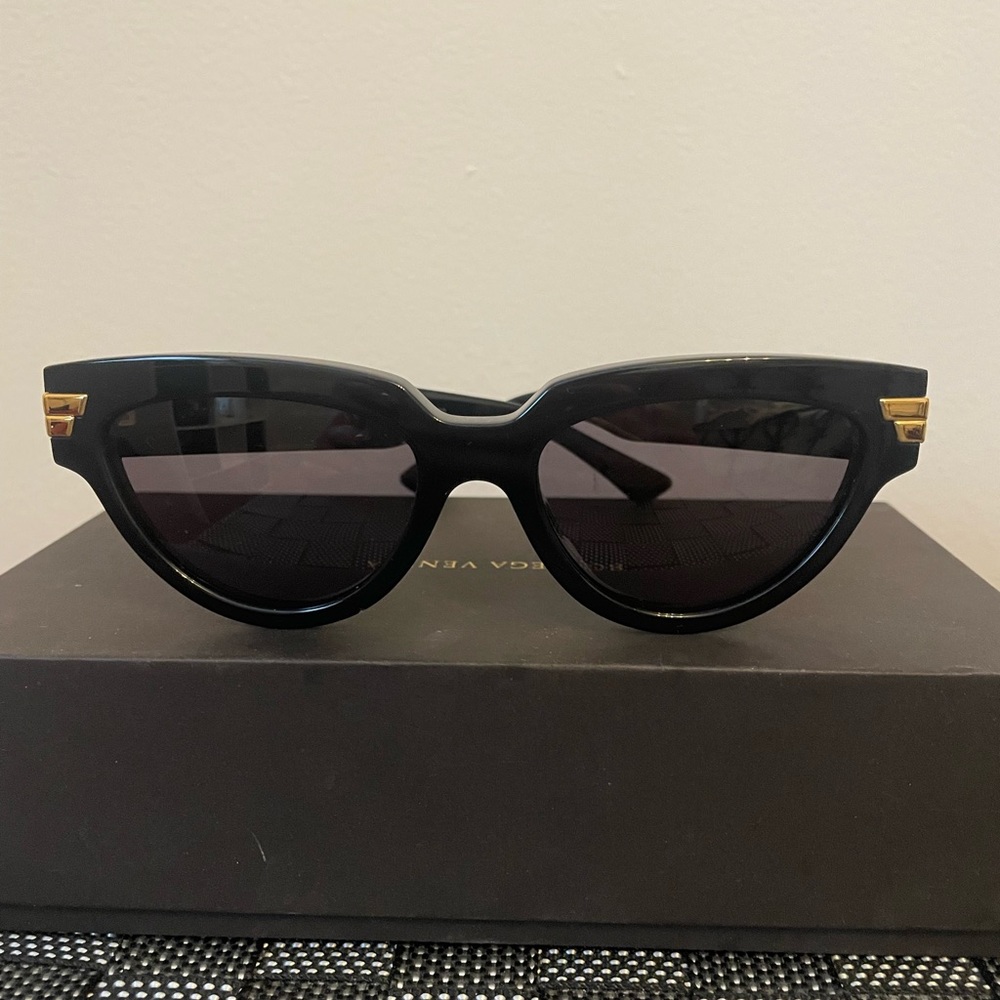 Bottega Veneta Black Sunglasses with Gold Accents